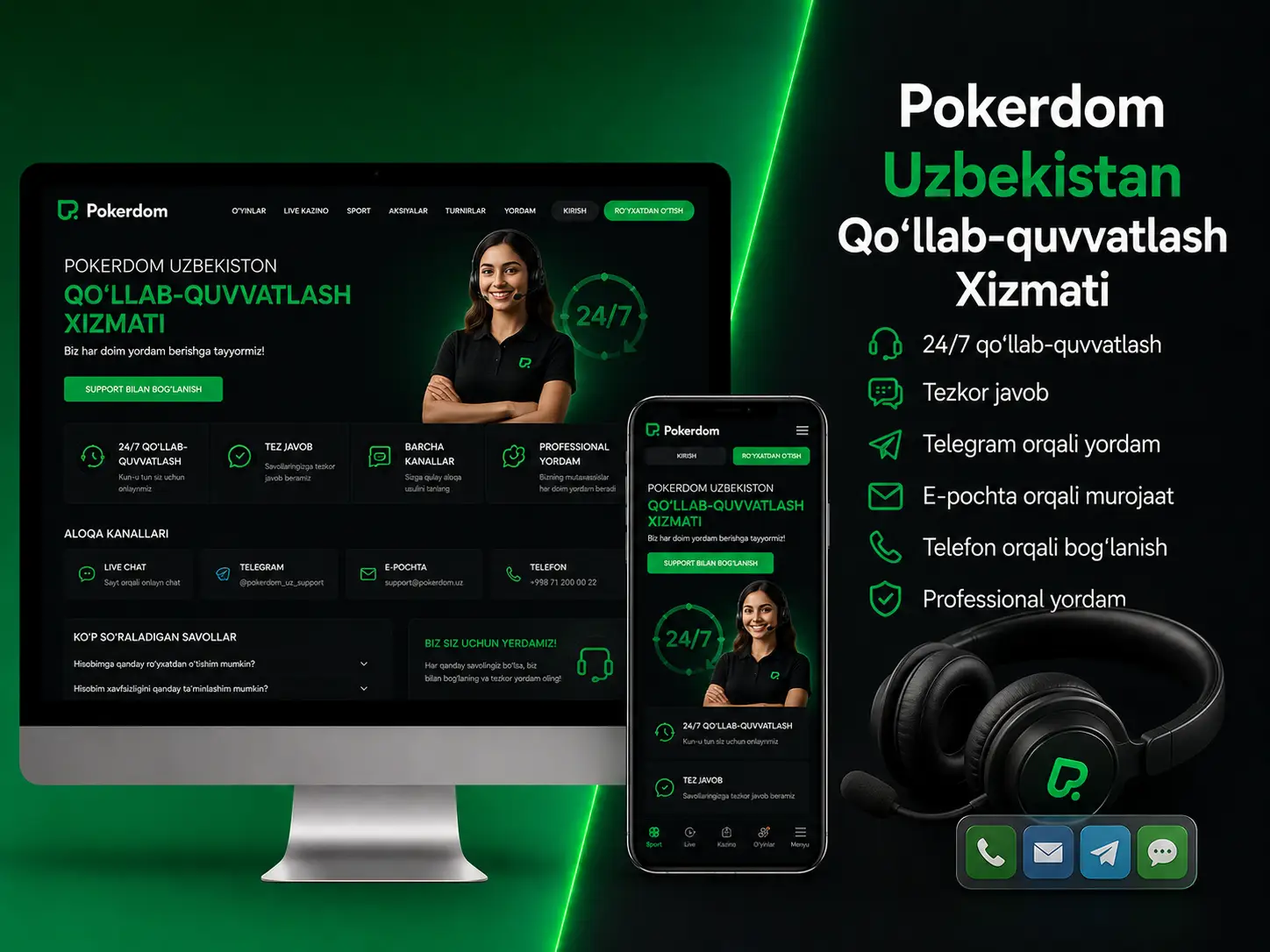 Pokerdom Uzbekistonda qo'llab-quvvatlash xizmati